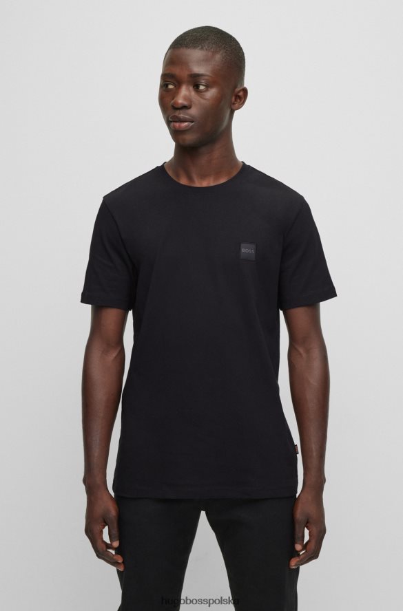 Hugo Boss czarna koszulka o swobodnym kroju z bawełnianego dżerseju z naszywką z logo hugo czarny R0X0H61589