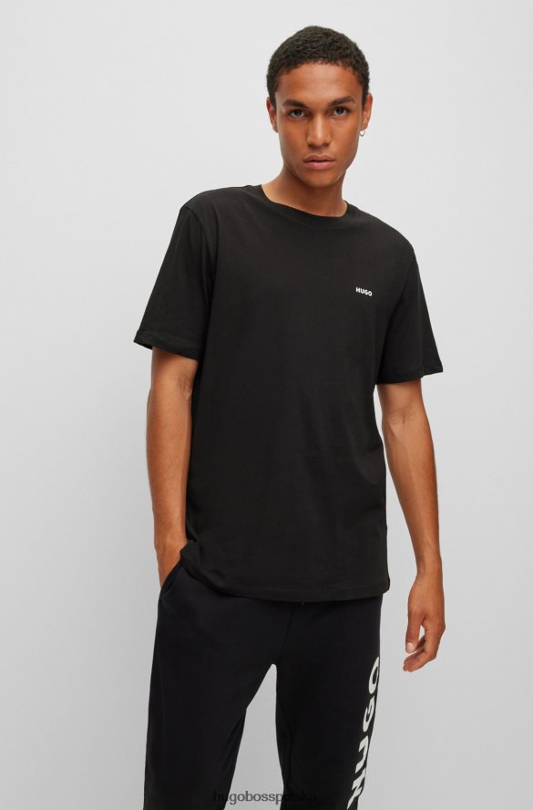 Hugo Boss czarna koszulka z bawełnianego jerseyu Hugo z logo na piersi czarny R0X0H62472