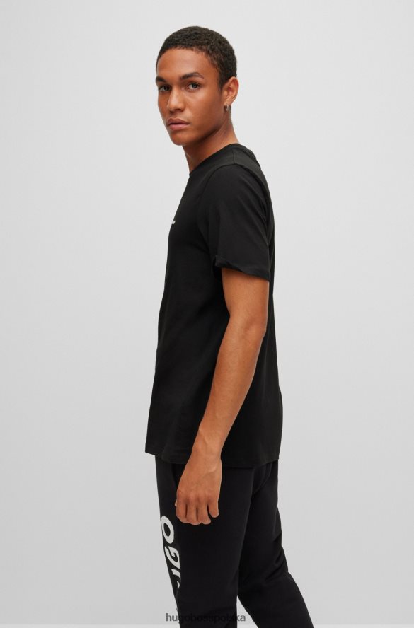 Hugo Boss czarna koszulka z bawełnianego jerseyu Hugo z logo na piersi czarny R0X0H62472