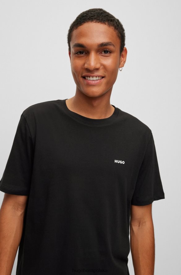 Hugo Boss czarna koszulka z bawełnianego jerseyu Hugo z logo na piersi czarny R0X0H62472