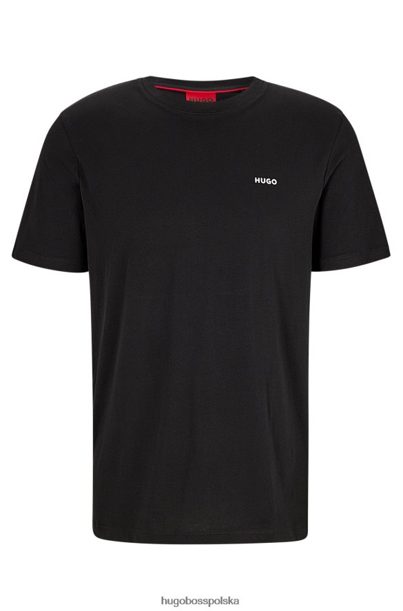 Hugo Boss czarna koszulka z bawełnianego jerseyu Hugo z logo na piersi czarny R0X0H62472
