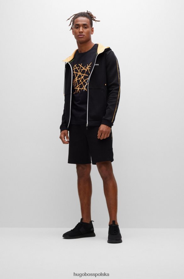 Hugo Boss czarna koszulka z bawełnianego jerseyu o regularnym kroju z grafiką logo hugo czarny R0X0H63438