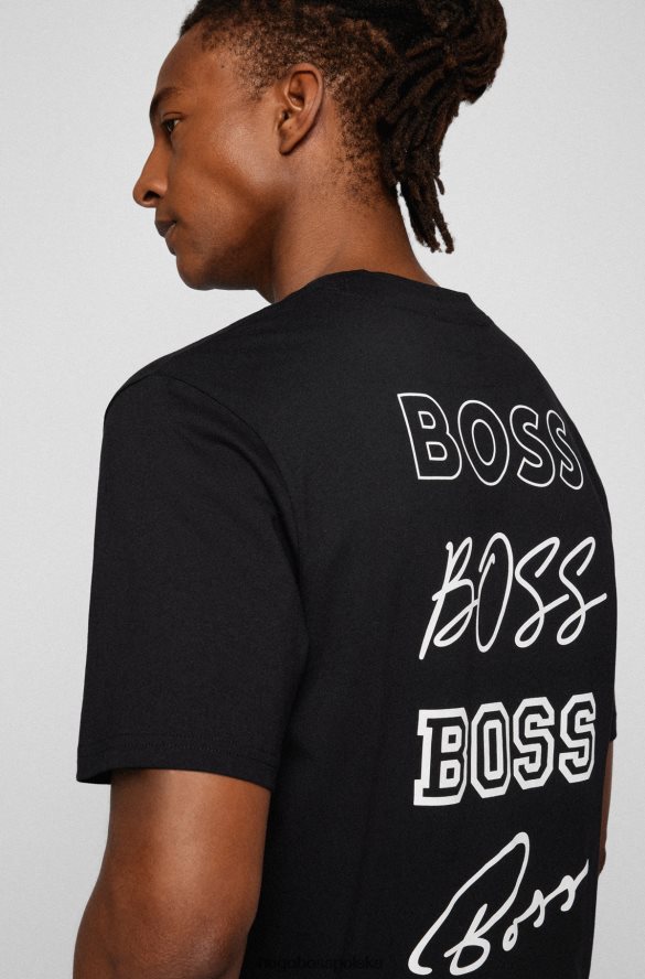 Hugo Boss czarna koszulka z bawełnianego jerseyu z gumowanym nadrukiem logo hugo czarny R0X0H62614