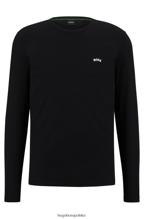 Hugo Boss czarna koszulka z bawełny organicznej z zakrzywionym logo hugo czarny R0X0H62644
