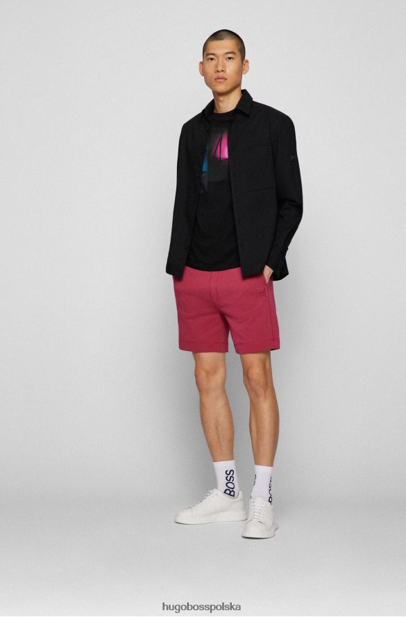 Hugo Boss czarna koszulka z bawełny pima o regularnym kroju z kolorową grafiką hugo czarny R0X0H62604