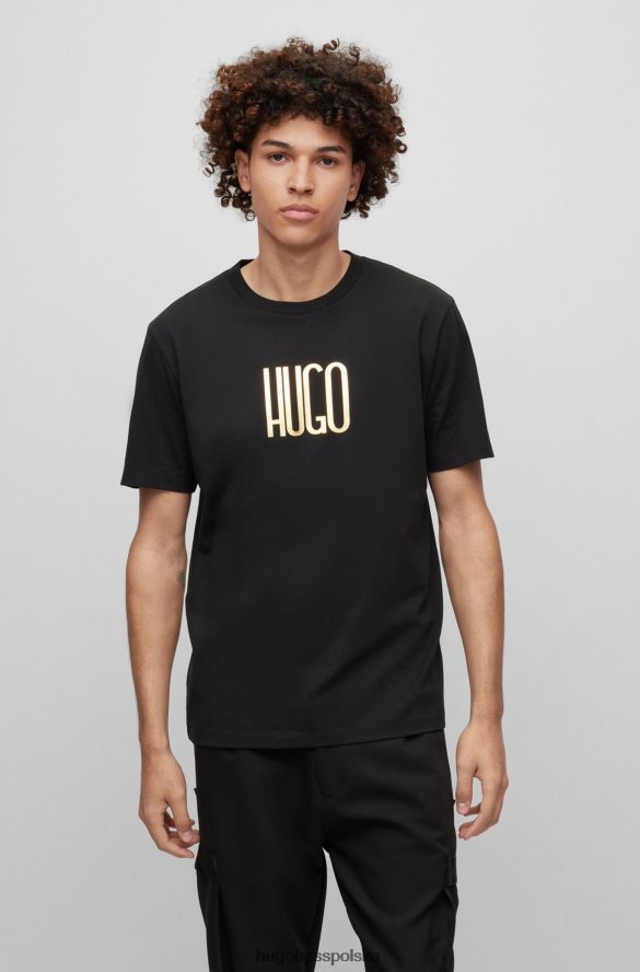 Hugo Boss czarna koszulka z logo, wykonana z bawełny organicznej hugo czarny R0X0H63509