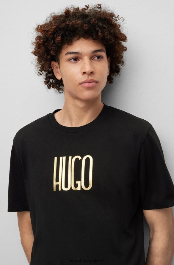 Hugo Boss czarna koszulka z logo, wykonana z bawełny organicznej hugo czarny R0X0H63509