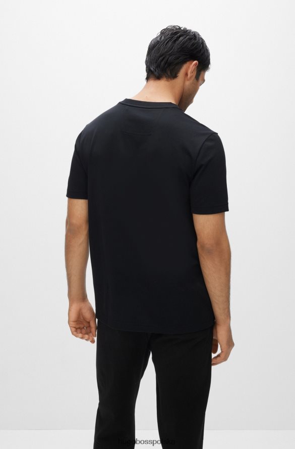Hugo Boss czarna koszulka z mieszanki bawełny ze świecącą w ciemności grafiką hugo czarny R0X0H61410