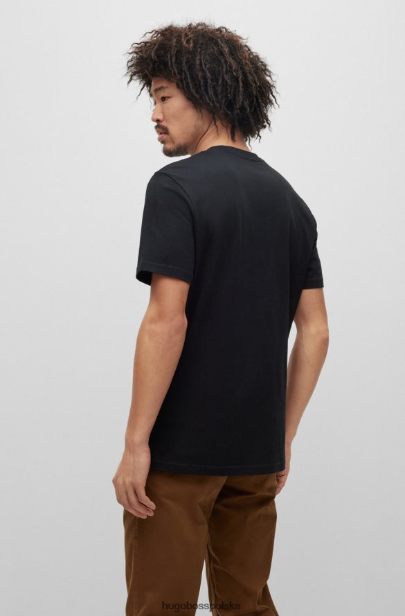 Hugo Boss czarny, bawełniany t-shirt hugo z sezonowym nadrukiem czarny R0X0H63466