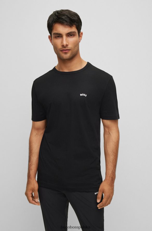 Hugo Boss czarny t-shirt z bawełny organicznej z zakrzywionym logo hugo czarny R0X0H62002