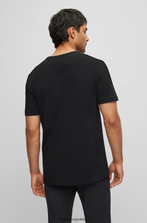 Hugo Boss czarny t-shirt z bawełny organicznej z zakrzywionym logo hugo czarny R0X0H62002