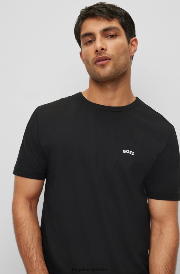 Hugo Boss czarny t-shirt z bawełny organicznej z zakrzywionym logo hugo czarny R0X0H62002