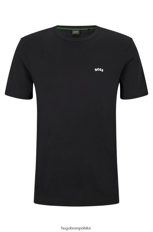 Hugo Boss czarny t-shirt z bawełny organicznej z zakrzywionym logo hugo czarny R0X0H62002