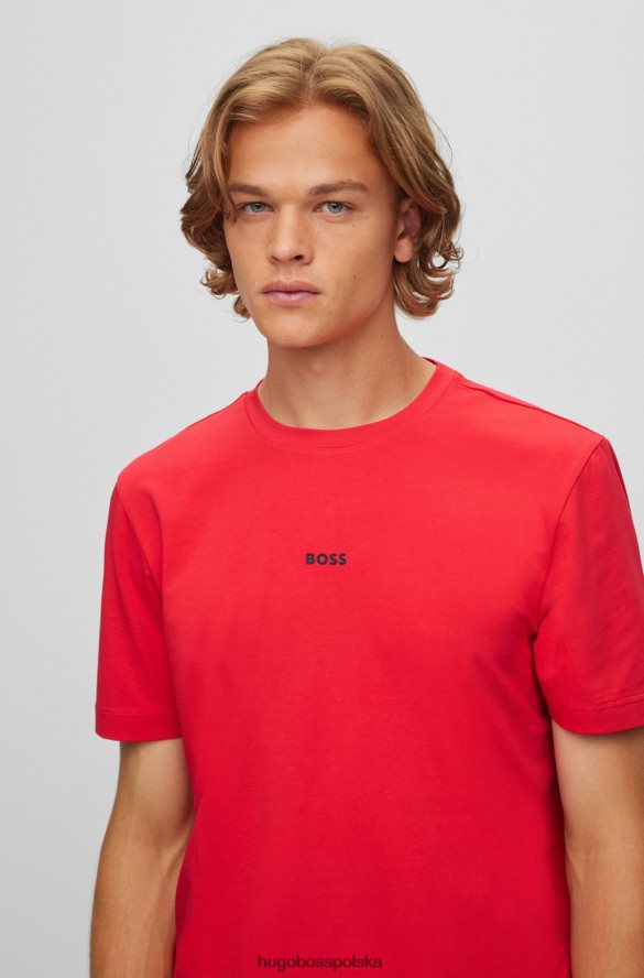 Hugo Boss czerwona koszulka hugo o luźnym kroju z elastycznej bawełny z nadrukiem logo czerwony R0X0H61168