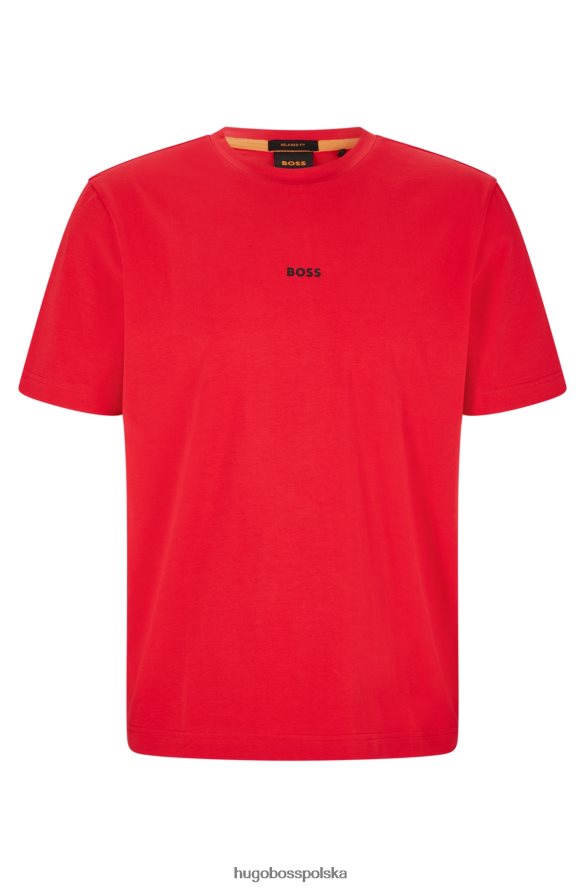 Hugo Boss czerwona koszulka hugo o luźnym kroju z elastycznej bawełny z nadrukiem logo czerwony R0X0H61168