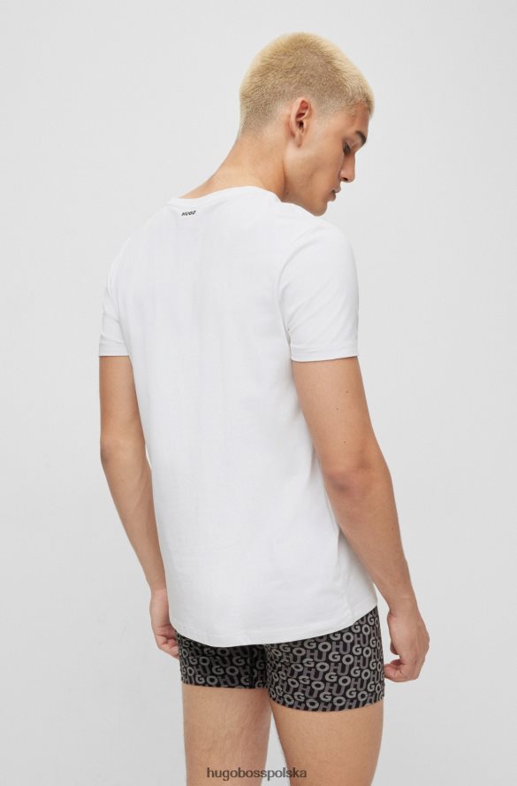 Hugo Boss dwupak T-shirtów z dekoltem w kształcie litery V, wykonanych z elastycznej bawełny, Hugo w kolorze białym biało-czarny R0X0H61977