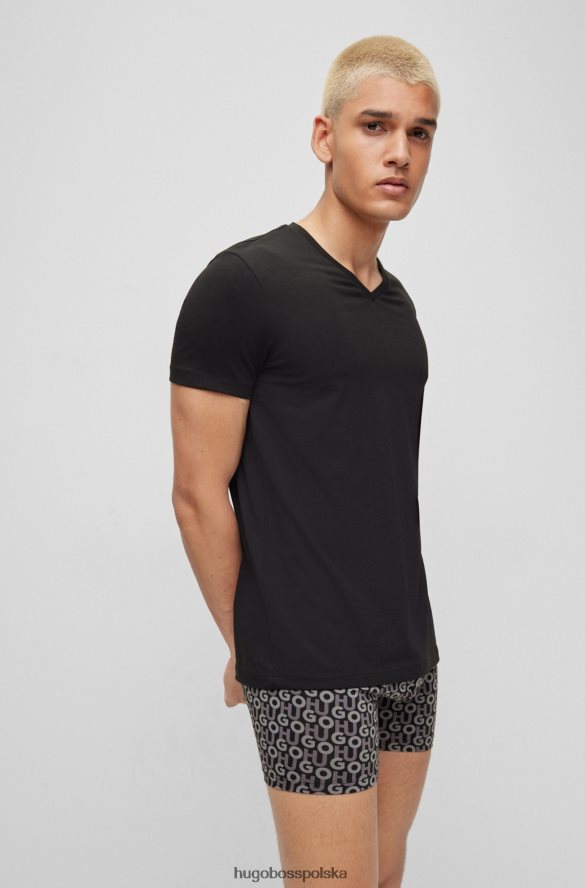 Hugo Boss dwupak T-shirtów z dekoltem w kształcie litery V, wykonanych z elastycznej bawełny, Hugo w kolorze białym biało-czarny R0X0H61977