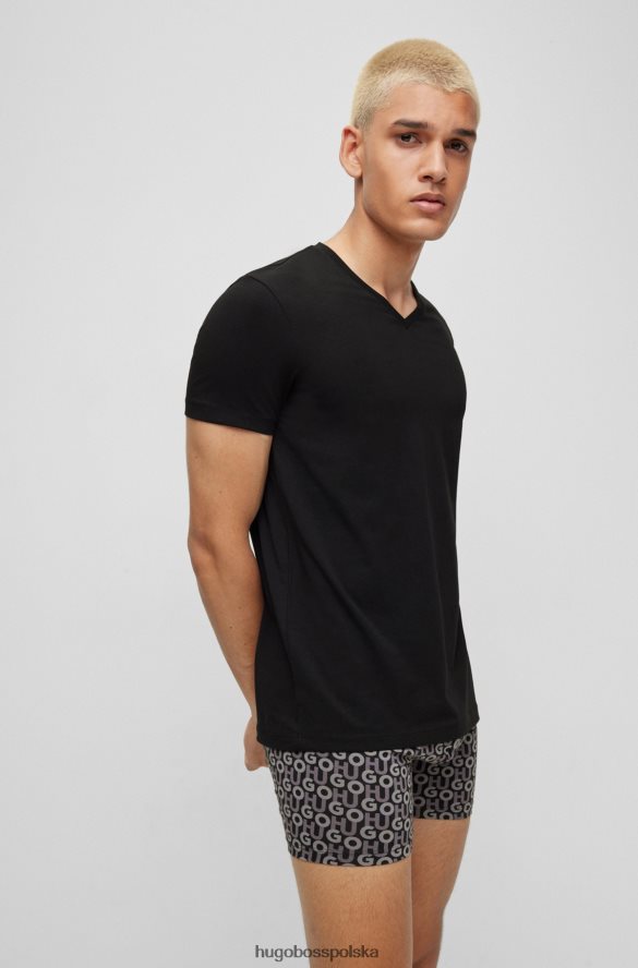 Hugo Boss dwupak T-shirtów z dekoltem w kształcie litery V, wykonanych z elastycznej bawełny, w kolorze czarnym hugo czarny R0X0H61981