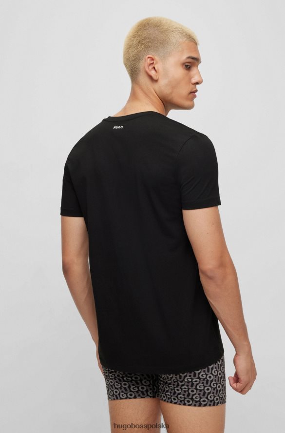 Hugo Boss dwupak T-shirtów z dekoltem w kształcie litery V, wykonanych z elastycznej bawełny, w kolorze czarnym hugo czarny R0X0H61981