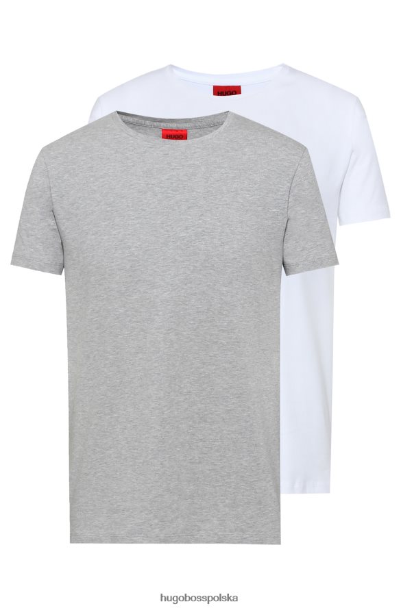 Hugo Boss dwupak T-shirtów z okrągłym dekoltem z elastycznej bawełny Hugo w kolorze jasnoszarym jasnoszary R0X0H62224