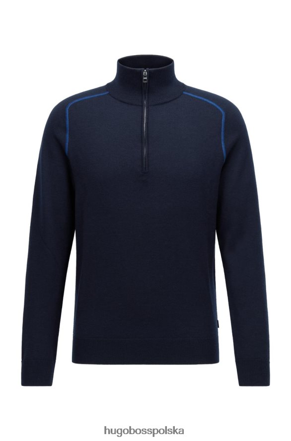 Hugo Boss dzianina półzamkowa Nelo 50457678 granatowa granatowy/beżowy R0X0H6186