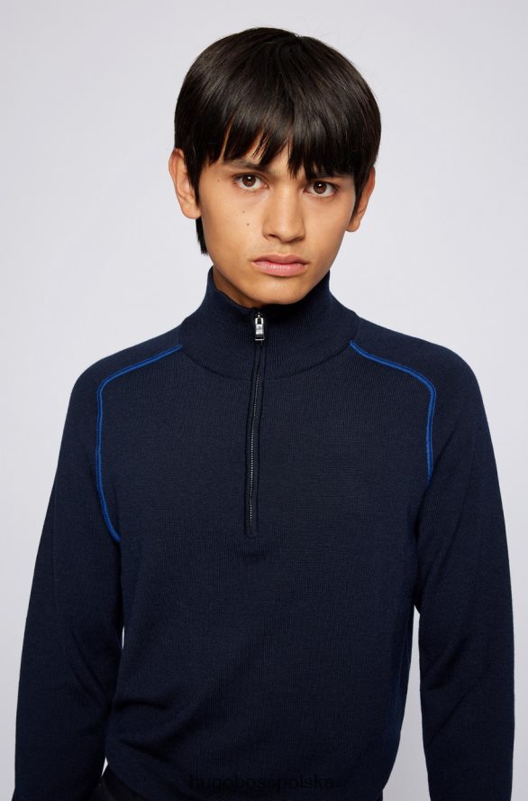 Hugo Boss dzianina półzamkowa Nelo 50457678 granatowa granatowy/beżowy R0X0H6186