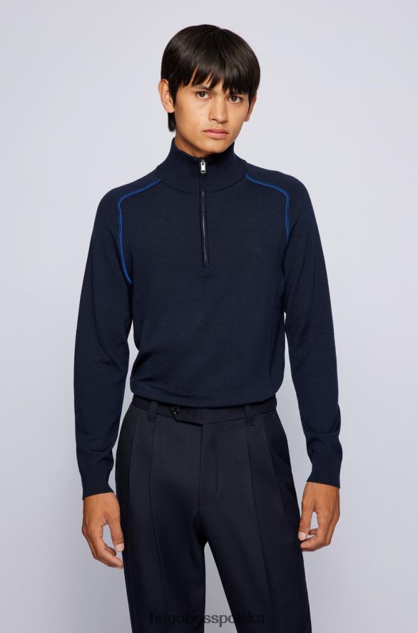 Hugo Boss dzianina półzamkowa Nelo 50457678 granatowa granatowy/beżowy R0X0H6186