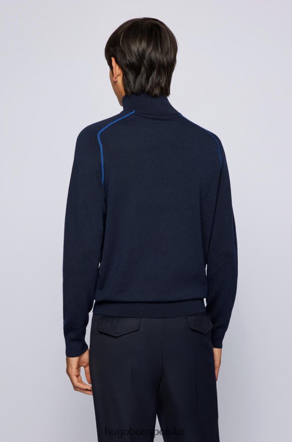 Hugo Boss dzianina półzamkowa Nelo 50457678 granatowa granatowy/beżowy R0X0H6186