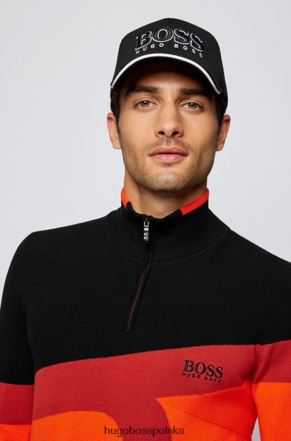 Hugo Boss dzianina z zamkiem błyskawicznym do połowy zetto 50456148 czarny czarny/pomarańczowy R0X0H6212