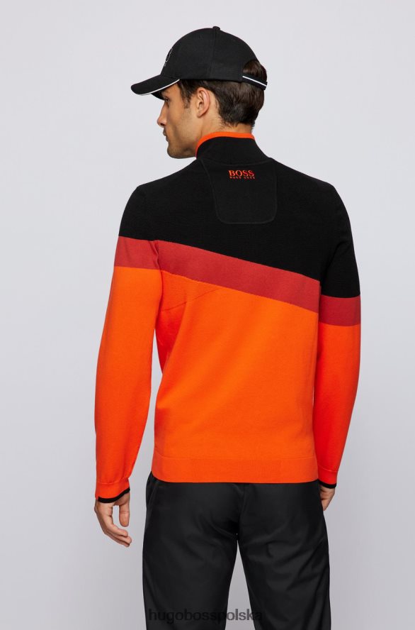 Hugo Boss dzianina z zamkiem błyskawicznym do połowy zetto 50456148 czarny czarny/pomarańczowy R0X0H6212
