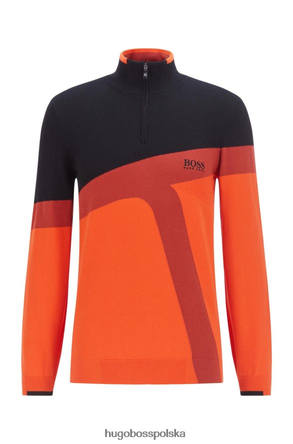 Hugo Boss dzianina z zamkiem błyskawicznym do połowy zetto 50456148 czarny czarny/pomarańczowy R0X0H6212