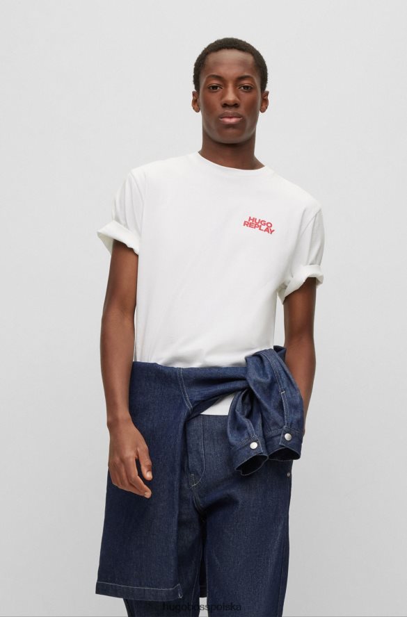 Hugo Boss hugo | T-shirt z bawełny organicznej Replay z nadrukiem logo kapsułki biały R0X0H63559