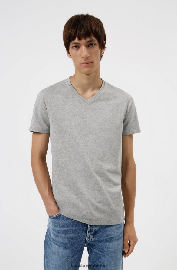 Hugo Boss hugo – dwupak T-shirtów z dekoltem w kształcie litery V, z elastycznego, bawełnianego dżerseju w kolorze jasnoszarym jasnoszary R0X0H61980