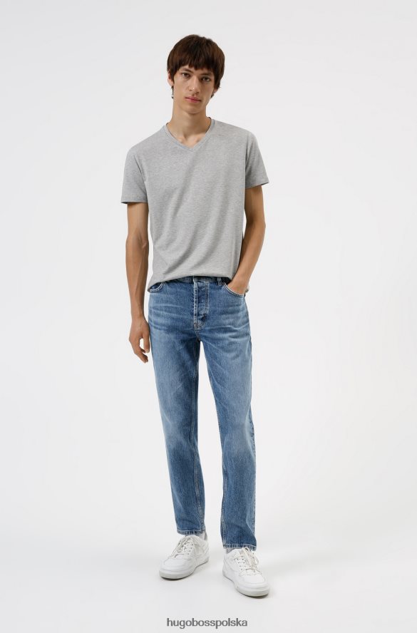 Hugo Boss hugo – dwupak T-shirtów z dekoltem w kształcie litery V, z elastycznego, bawełnianego dżerseju w kolorze jasnoszarym jasnoszary R0X0H61980