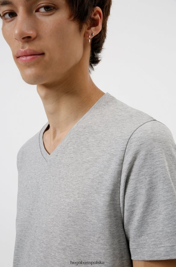 Hugo Boss hugo – dwupak T-shirtów z dekoltem w kształcie litery V, z elastycznego, bawełnianego dżerseju w kolorze jasnoszarym jasnoszary R0X0H61980