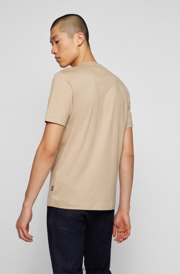 Hugo Boss jasnobeżowa koszulka Hugo z merceryzowanej bawełny ze zmieniającym kolor logo jasny beż R0X0H63376
