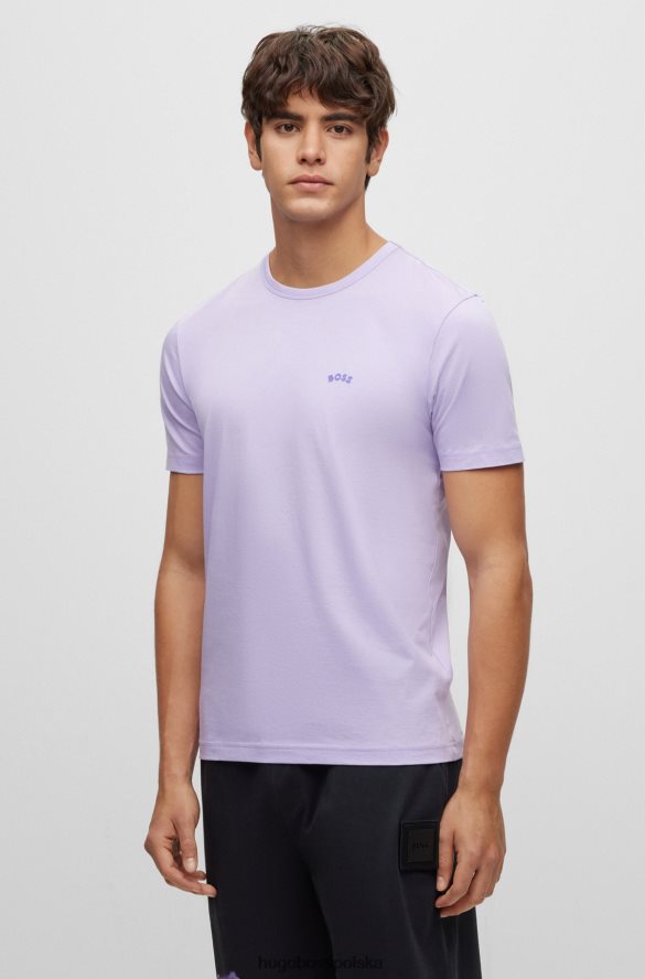 Hugo Boss jasnofioletowa koszulka z logo o regularnym kroju, wykonana z bawełny organicznej hugo Jasny fiolet R0X0H61142