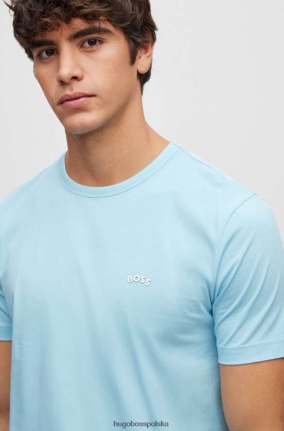 Hugo Boss jasnoniebieska koszulka Hugo o regularnym kroju z logo, wykonana z bawełny organicznej jasny niebieski R0X0H61144