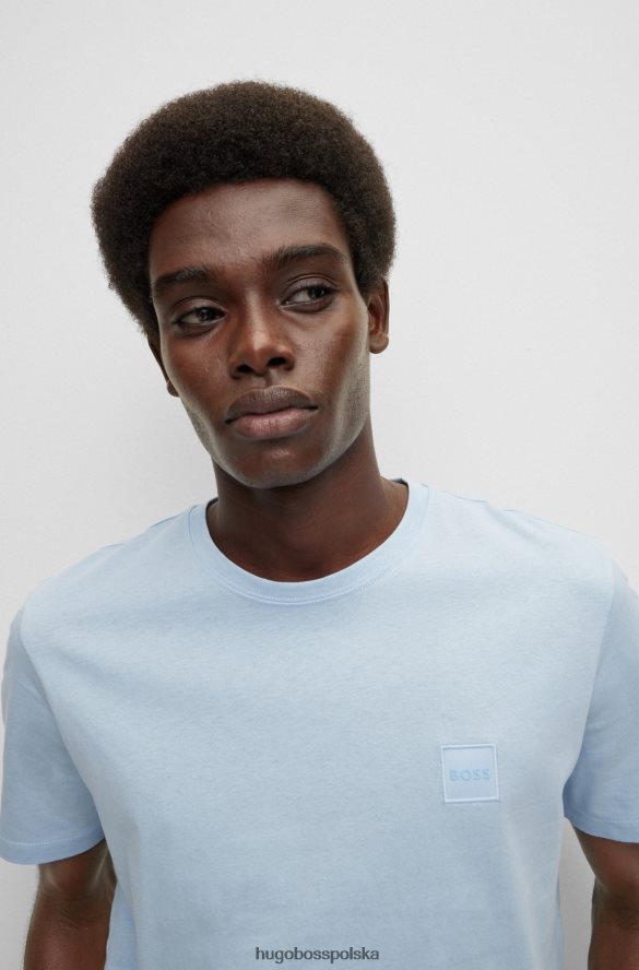 Hugo Boss jasnoniebieska koszulka o swobodnym kroju z bawełnianego dżerseju z naszywką z logo hugo jasny niebieski R0X0H61583