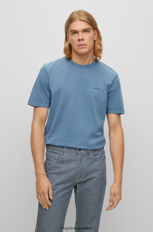 Hugo Boss jasnoniebieska koszulka z bawełnianego jerseyu o regularnym kroju z nadrukiem logo hugo jasny niebieski R0X0H63426