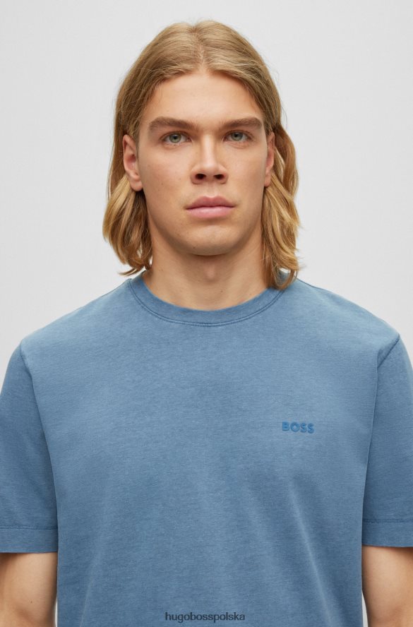 Hugo Boss jasnoniebieska koszulka z bawełnianego jerseyu o regularnym kroju z nadrukiem logo hugo jasny niebieski R0X0H63426