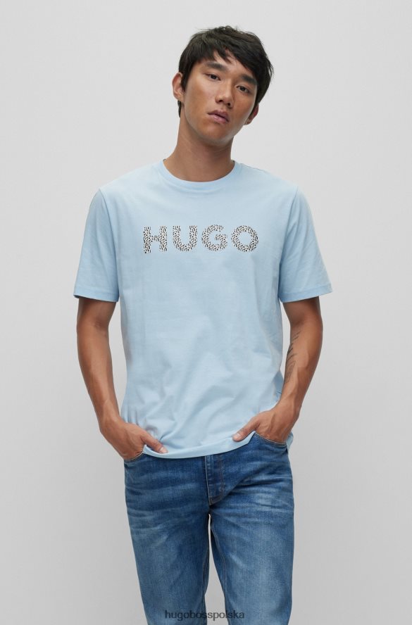 Hugo Boss jasnoniebieska koszulka z bawełnianego jerseyu z logo hugo jasny niebieski R0X0H64278
