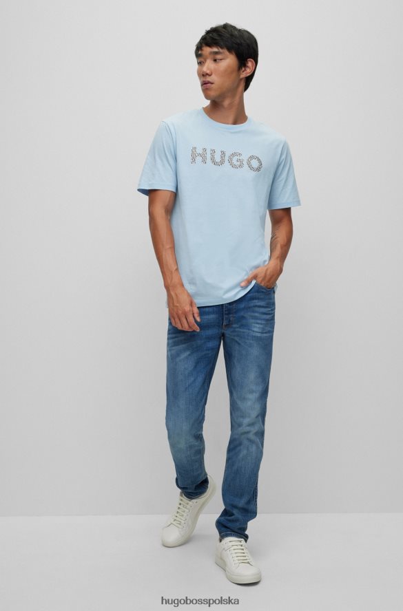 Hugo Boss jasnoniebieska koszulka z bawełnianego jerseyu z logo hugo jasny niebieski R0X0H64278