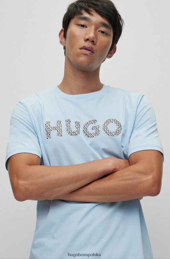 Hugo Boss jasnoniebieska koszulka z bawełnianego jerseyu z logo hugo jasny niebieski R0X0H64278