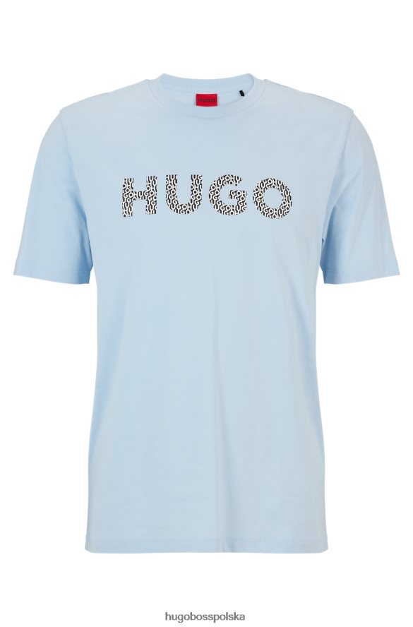 Hugo Boss jasnoniebieska koszulka z bawełnianego jerseyu z logo hugo jasny niebieski R0X0H64278