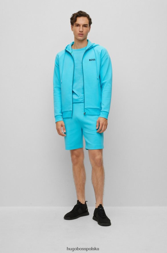 Hugo Boss jasnoniebieski, bawełniany t-shirt z okrągłym dekoltem i nadrukiem logo hugo jasny niebieski R0X0H63054