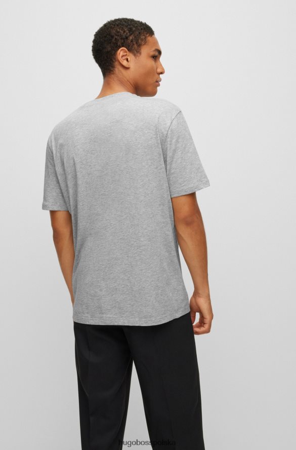 Hugo Boss jasnoszara koszulka z bawełnianego jerseyu o regularnym kroju z kontrastowym logo hugo jasnoszary R0X0H62179