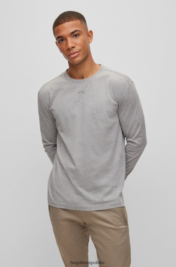 Hugo Boss jasnoszara koszulka z bawełnianego jerseyu o regularnym kroju z logo hugo z efektem metalicznym jasnoszary R0X0H62957