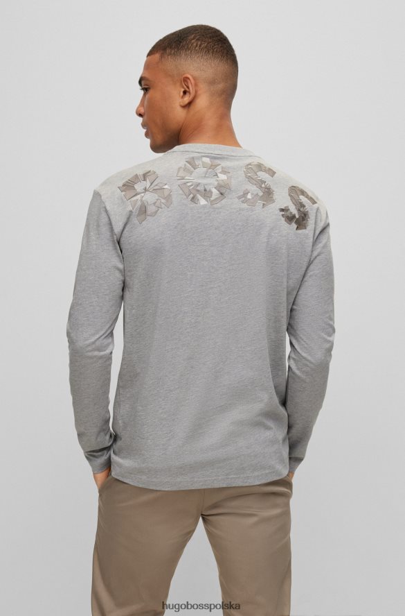 Hugo Boss jasnoszara koszulka z bawełnianego jerseyu o regularnym kroju z logo hugo z efektem metalicznym jasnoszary R0X0H62957