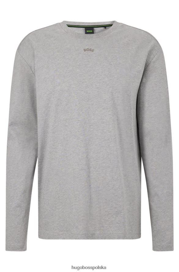 Hugo Boss jasnoszara koszulka z bawełnianego jerseyu o regularnym kroju z logo hugo z efektem metalicznym jasnoszary R0X0H62957